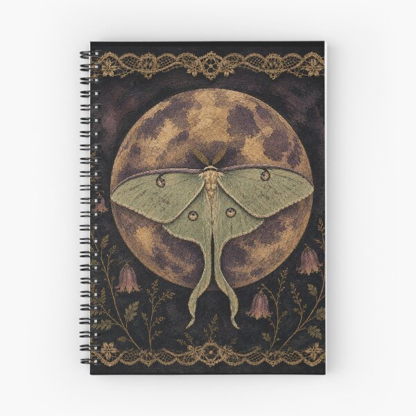 Item preview, Luna Moth Among Moonflowers – Dark Botanical designed and sold by Noctifolia Field Journal.