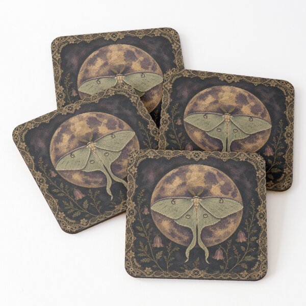 Item preview, Luna Moth Among Moonflowers – Dark Botanical designed and sold by Noctifolia Field Journal.