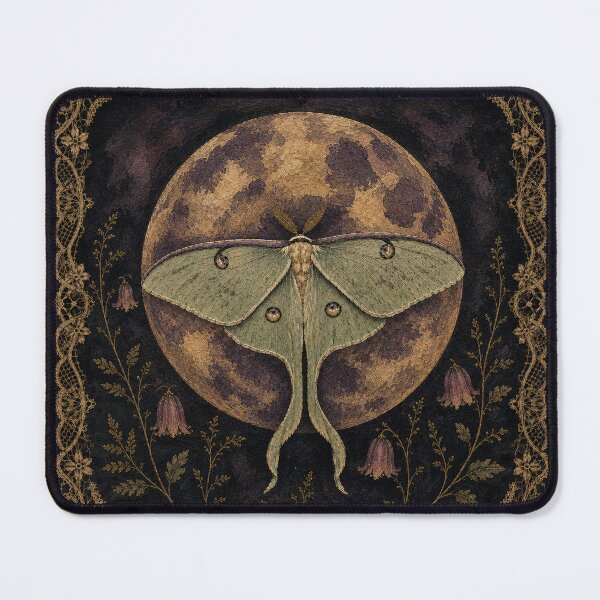 Item preview, Luna Moth Among Moonflowers – Dark Botanical designed and sold by Noctifolia Field Journal.