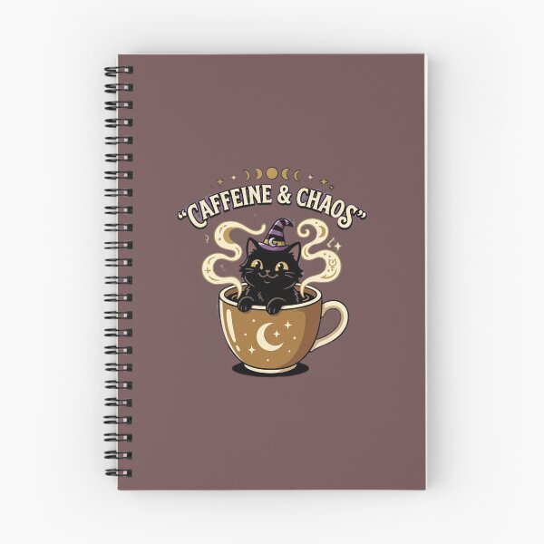 Item preview, Caffeine and Chaos – Witchy Coffee Cat designed and sold by CrazyWizardCat.