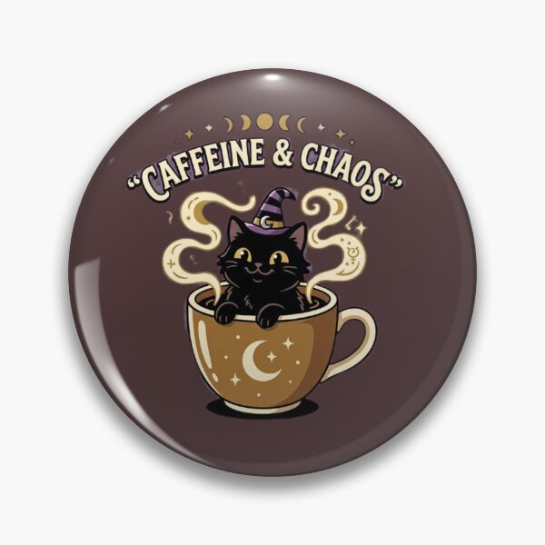 Item preview, Caffeine and Chaos – Witchy Coffee Cat designed and sold by CrazyWizardCat.