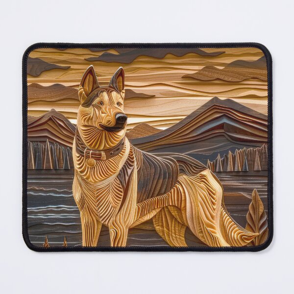 Item preview, German Shepherd Dog Woodcut – Rustic Mountain Landscape Art designed and sold by MargaretWiktor.
