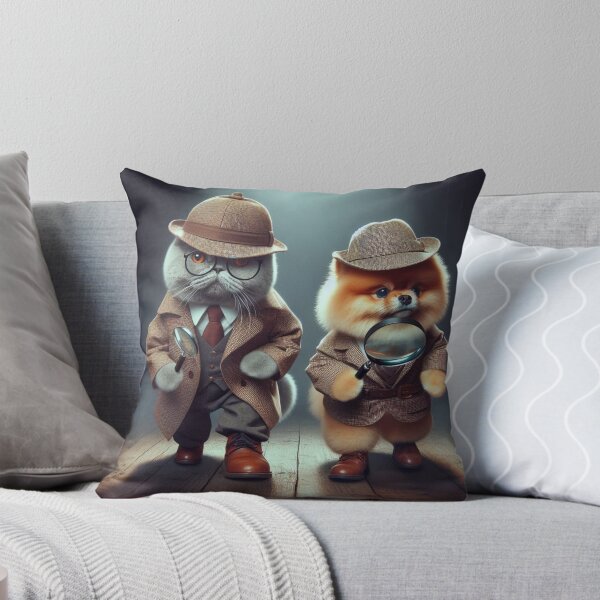 Item preview, Detective Cat and Dog – Mystery Pet Duo designed and sold by CanArtVision.
