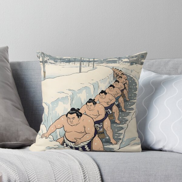 Item preview, Ukiyo-e Sumo Wrestlers Clearing Snow – Funny Japanese Winter designed and sold by japaneseries.