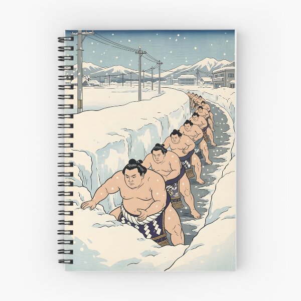 Item preview, Ukiyo-e Sumo Wrestlers Clearing Snow – Funny Japanese Winter designed and sold by japaneseries.