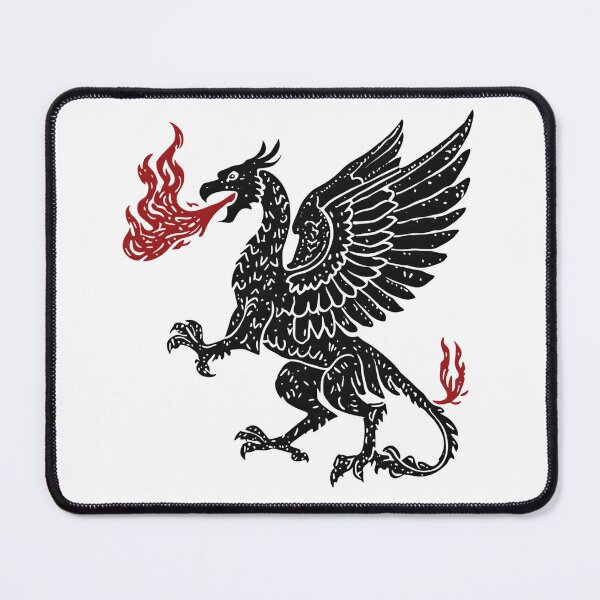 Item preview, Heraldic Fire Breathing Griffin Block Print designed and sold by xRoddney.