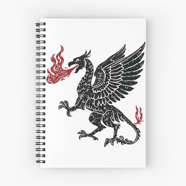 Item preview, Heraldic Fire Breathing Griffin Block Print designed and sold by xRoddney.