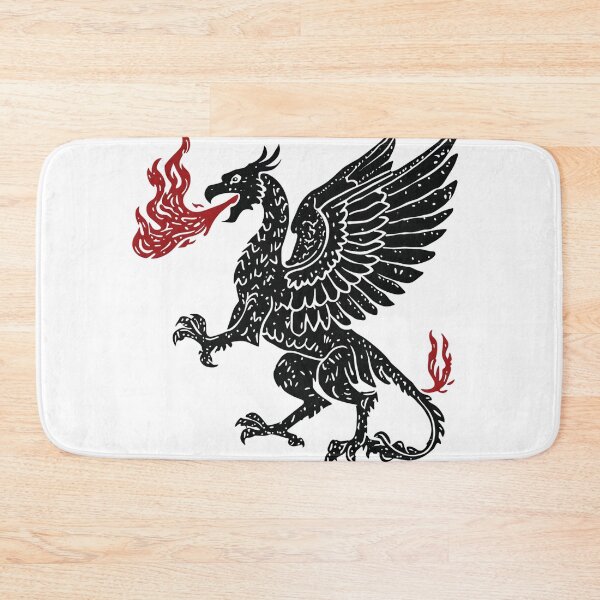 Item preview, Heraldic Fire Breathing Griffin Block Print designed and sold by xRoddney.