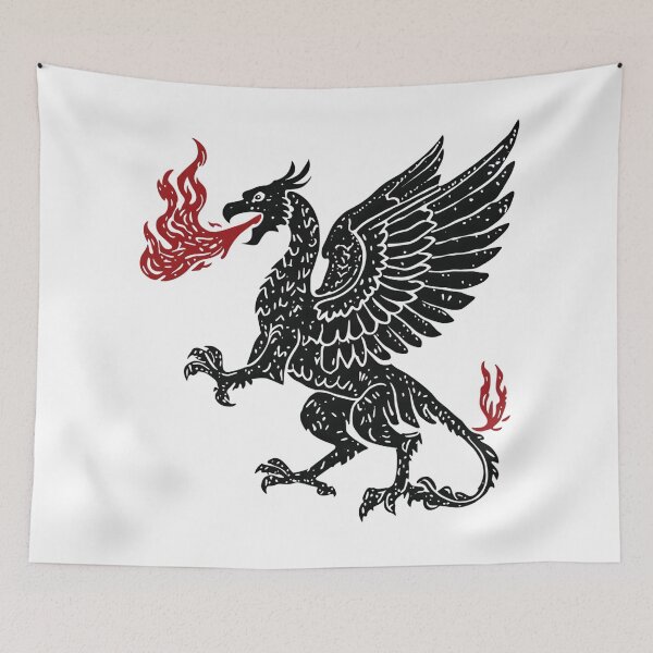 Item preview, Heraldic Fire Breathing Griffin Block Print designed and sold by xRoddney.