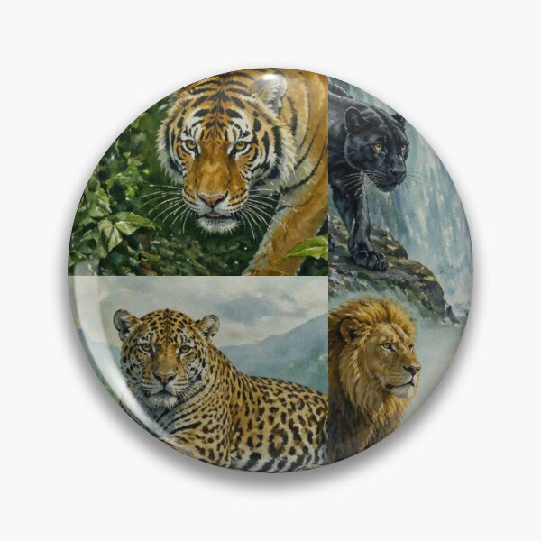 Item preview, Wild Big Cats Watercolor Waterfall Landscape designed and sold by LAURELYDESIGNS.