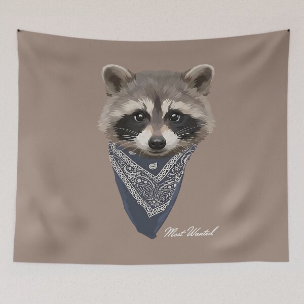 Item preview, Cool Raccoon in Paisley Bandana - Most Wanted Trash Panda designed and sold by artworkathome.