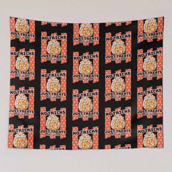 Item preview, Vintage Retro Halloween Funny Christian No Tricks Just Treats with Jesus Candy Corn Spooky Season  designed and sold by Forevermore.