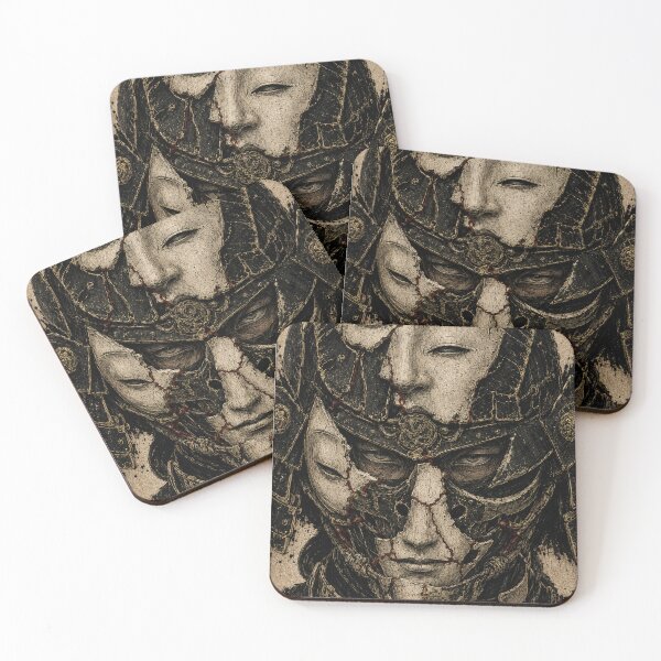 Item preview, Three Cracked Samurai Masks designed and sold by MouradStudio.