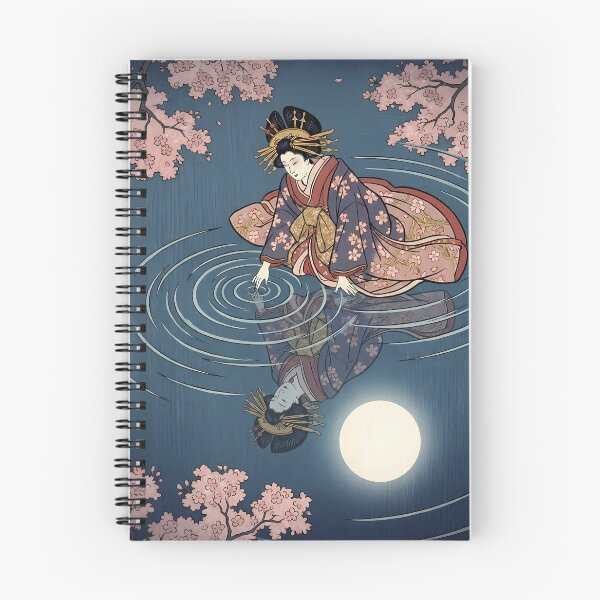 Item preview, Geisha Reflecting Full Moon Water Ripple Ukiyo-e designed and sold by TokyoUkiyoHouse.