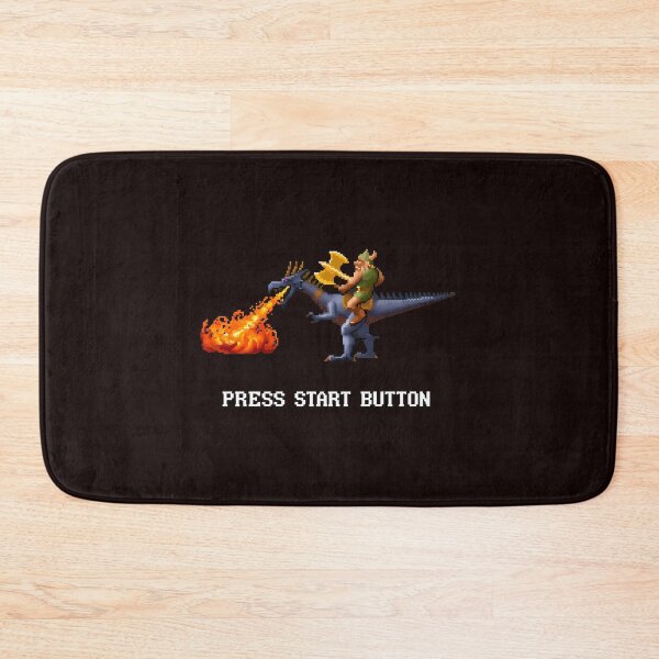 Item preview, Retro Pixel Warrior Dragon Fire Start Button Art designed and sold by FlipStrawSpot.