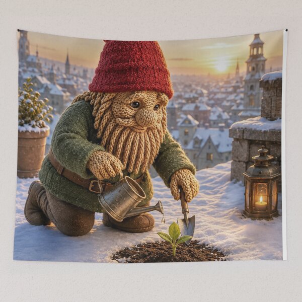 Item preview, Gnome Planting a Seedling in Snow designed and sold by JUTElCONIC.
