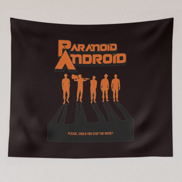 Item preview, Paranoid Android Retro Silhouette Figures Quote Art designed and sold by ShophiaCrafts.