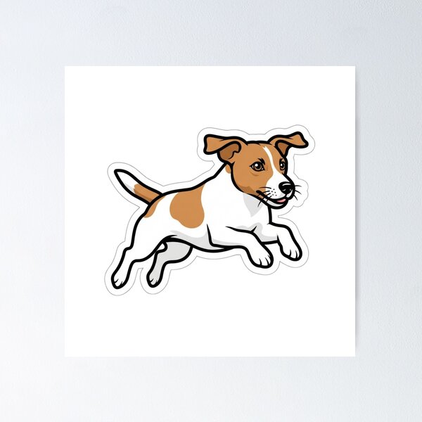 Item preview, Jack Russell Terrier Mid-Leap Flying Ears Active Dog Sticker designed and sold by NeonNerd Studio.