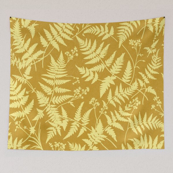 Item preview, Mustard Yellow Fern Botanical Pattern designed and sold by trajeado14.