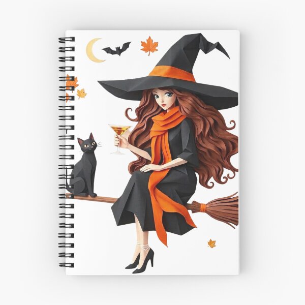 Item preview, Cute Witch Riding Broomstick with Black Cat and Martini designed and sold by LavIsInTheAir.