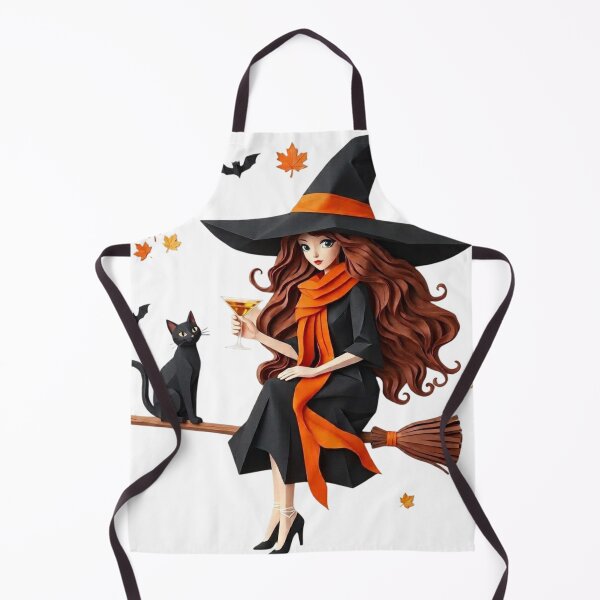 Item preview, Cute Witch Riding Broomstick with Black Cat and Martini designed and sold by LavIsInTheAir.