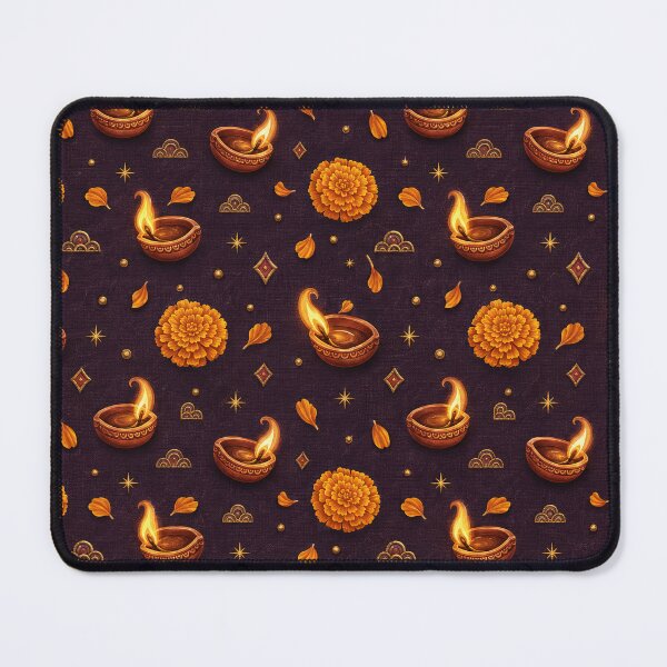 Item preview, Colorful Diwali Diyas and Marigold Seamless Pattern designed and sold by WangAew.