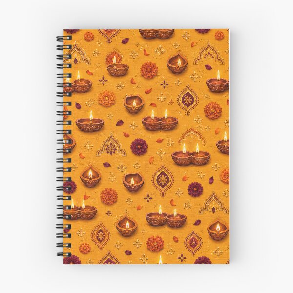 Item preview, Colorful Diwali Diyas and Marigold Seamless Pattern designed and sold by WangAew.