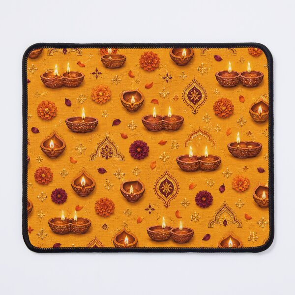 Item preview, Colorful Diwali Diyas and Marigold Seamless Pattern designed and sold by WangAew.