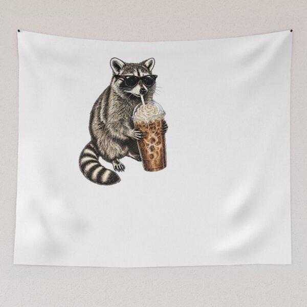Item preview, Cool Raccoon Wearing Sunglasses Drinking Iced Coffee Graphic designed and sold by DYALEEZ-XCR.