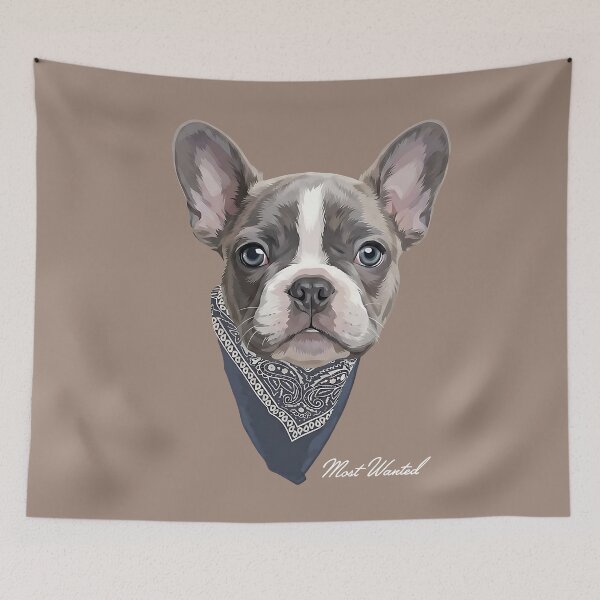 Item preview, Cute French Bulldog in Bandana - Most Wanted Frenchie Art designed and sold by artworkathome.