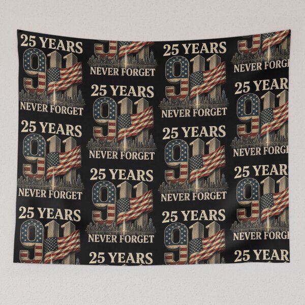 Item preview, 25 Years 9/11 Never Forget September 11 Memorial American Flag designed and sold by ostenlee.