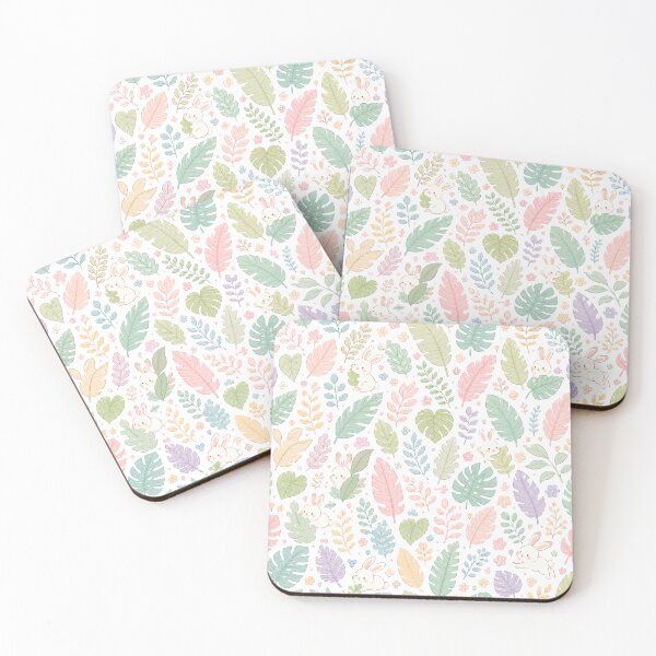 Item preview, Cute Bunny & Pastel Tropical Leaves Pattern designed and sold by Skyrocketz.