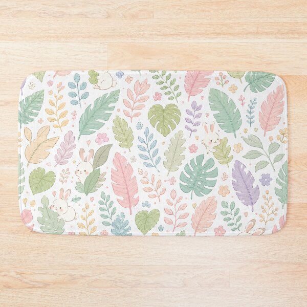 Item preview, Cute Bunny & Pastel Tropical Leaves Pattern designed and sold by Skyrocketz.