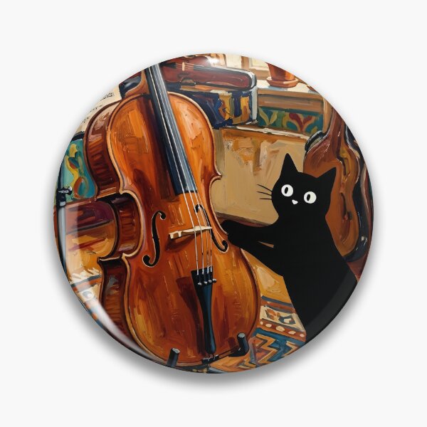 Item preview, Musical Black Cat Scratching Wooden Cello Matisse Style Poster designed and sold by DuckOddity.