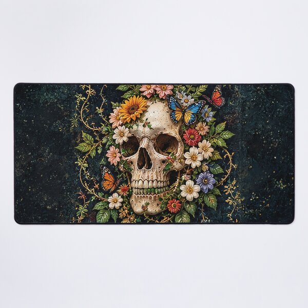 Item preview, Eternal Bloom – Floral Skull and Butterflies designed and sold by Ray's Photos & Art.