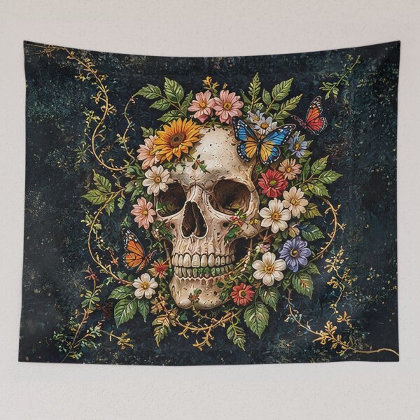 Item preview, Eternal Bloom – Floral Skull and Butterflies designed and sold by Ray's Photos & Art.