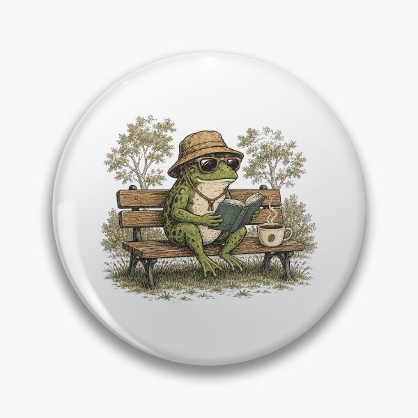 Item preview, Vintage Frog Reading Book With Coffee On Park Bench designed and sold by DYALEEZ-XCR.