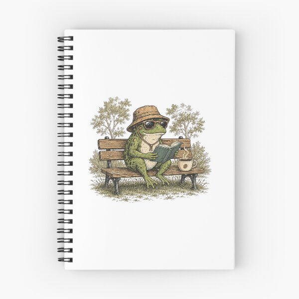 Item preview, Vintage Frog Reading Book With Coffee On Park Bench designed and sold by DYALEEZ-XCR.