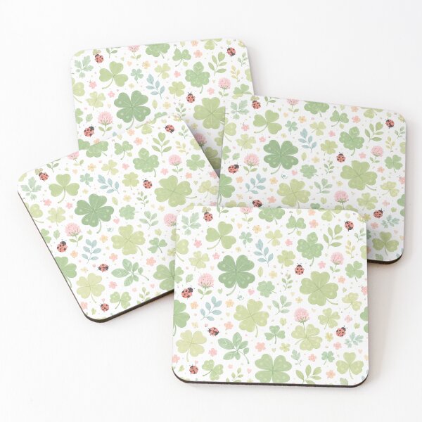 Item preview, Lucky Four Leaf Clover & Ladybug Watercolor Pattern designed and sold by Skyrocketz.