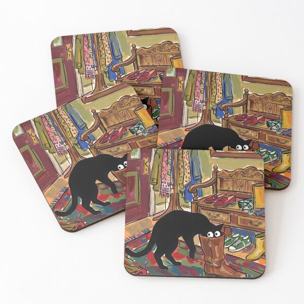 Item preview, Funny Black Cat Diving Into Leather Shoe Matisse Style Wall Art designed and sold by DuckOddity.