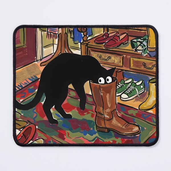 Item preview, Funny Black Cat Diving Into Leather Shoe Matisse Style Wall Art designed and sold by DuckOddity.