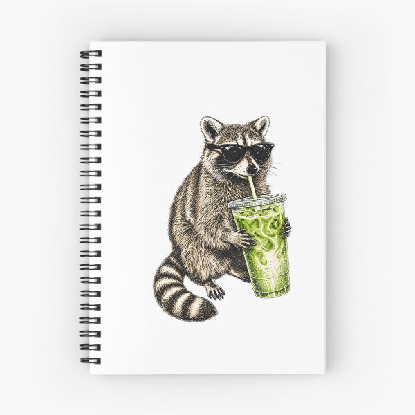 Item preview, Cool Raccoon Drinking Iced Matcha With Sunglasses designed and sold by DYALEEZ-XCR.