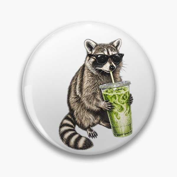Item preview, Cool Raccoon Drinking Iced Matcha With Sunglasses designed and sold by DYALEEZ-XCR.