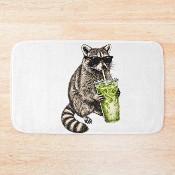 Artikelvorschau, Cooler Waschbär trinkt mit Sonnenbrille Eistee-Matcha entworfen und verkauft von DYALEEZ-XCR.