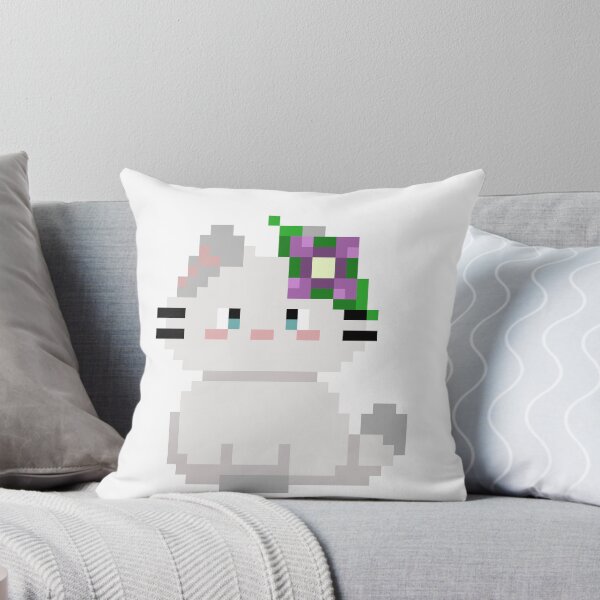 Item preview, Cute White Cat with Flower Pixel Art - Retro 8-Bit Kitty with Floral Crown designed and sold by PixelatedPets.