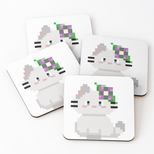 Item preview, Cute White Cat with Flower Pixel Art - Retro 8-Bit Kitty with Floral Crown designed and sold by PixelatedPets.