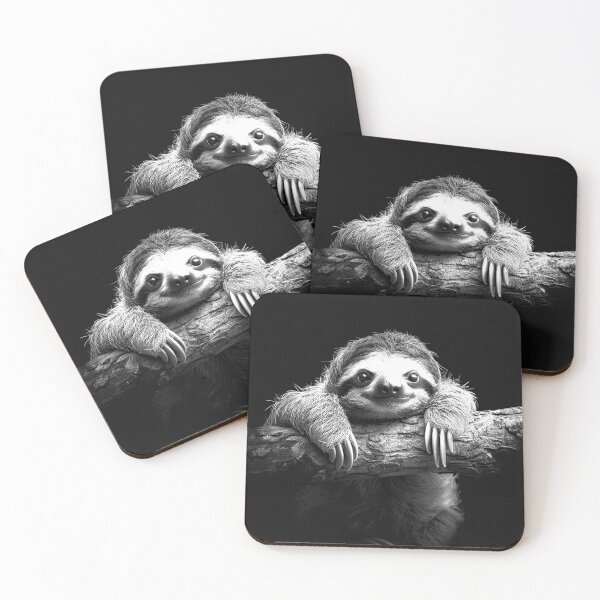 Item preview, Cute Sloth on Tree Branch Black and White Wildlife Animal Art Design designed and sold by inkoutninja.