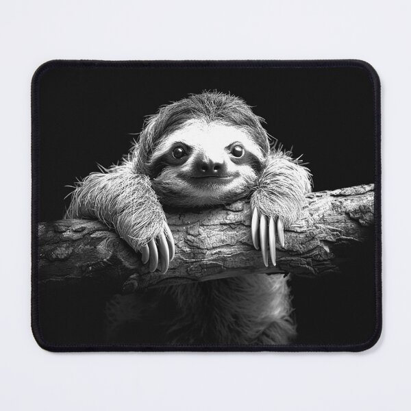 Item preview, Cute Sloth on Tree Branch Black and White Wildlife Animal Art Design designed and sold by inkoutninja.