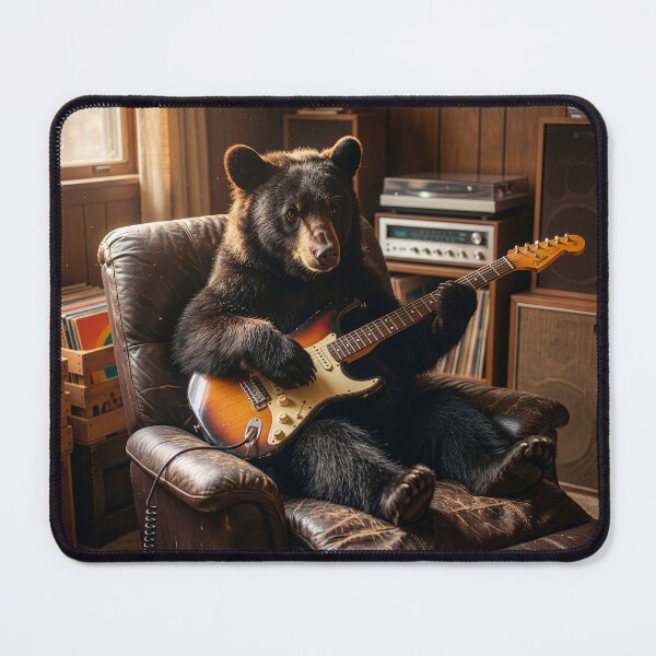 Item preview, Black Bear Rocks Out '70s Style designed and sold by Tridentulus.