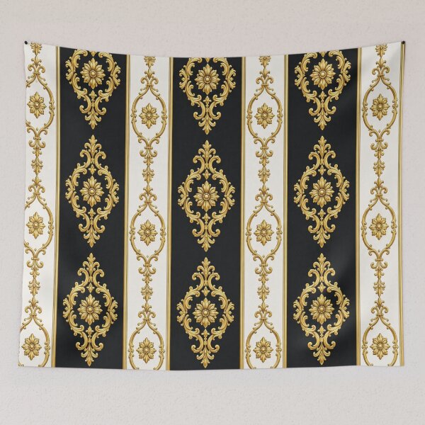 Item preview, White & Black Striped Gold Baroque designed and sold by DesignsByPrnces.